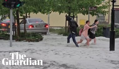 Freak storm leaves Polish city blanketed in hail