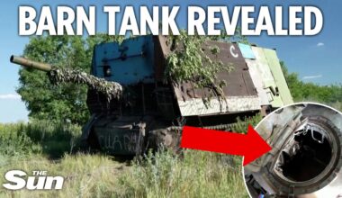 Truth behind Russia's turtle and barn tanks revealed as Ukrainians show off inside captured armour