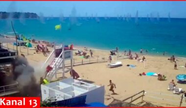 Moment of attack on Crimea with ATACAMS - People started running in panic on beach - video footages