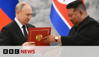 Russia pact with North Korea will protect us both from aggression, says Putin | BBC News