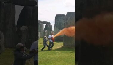 Stonehenge sprayed by Just Stop Oil