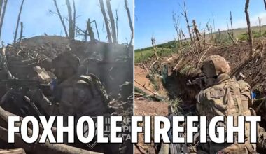 Fearless Ukrainian troops exchange volleys of fire with Putin's forces in brutal trench battle