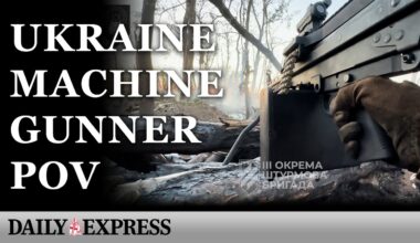 Ukraine machine-gunner takes on Russians in POV footage