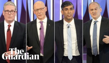 BBC Question Time election 2024 special with Sunak, Starmer, Swinney and Davey