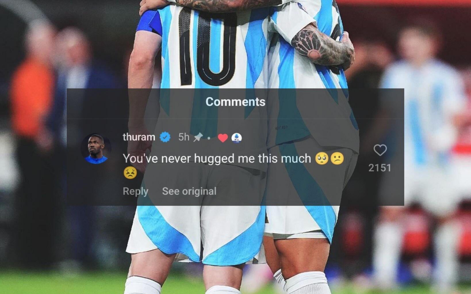 Marcus’s reaction to Lautaro hugging Messi😂