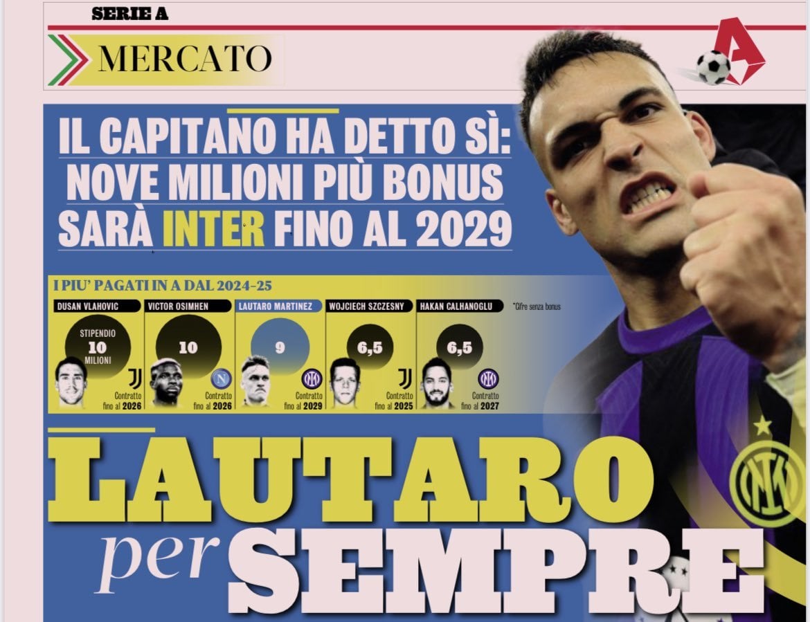 [GdS] “Toro has chose Inter once again. And he chose Inter to pursue his sporting dream. The Champions League, after having already won the World Cup with Argentina and the Scudetto with Inter, is the great achievement he is missing.”