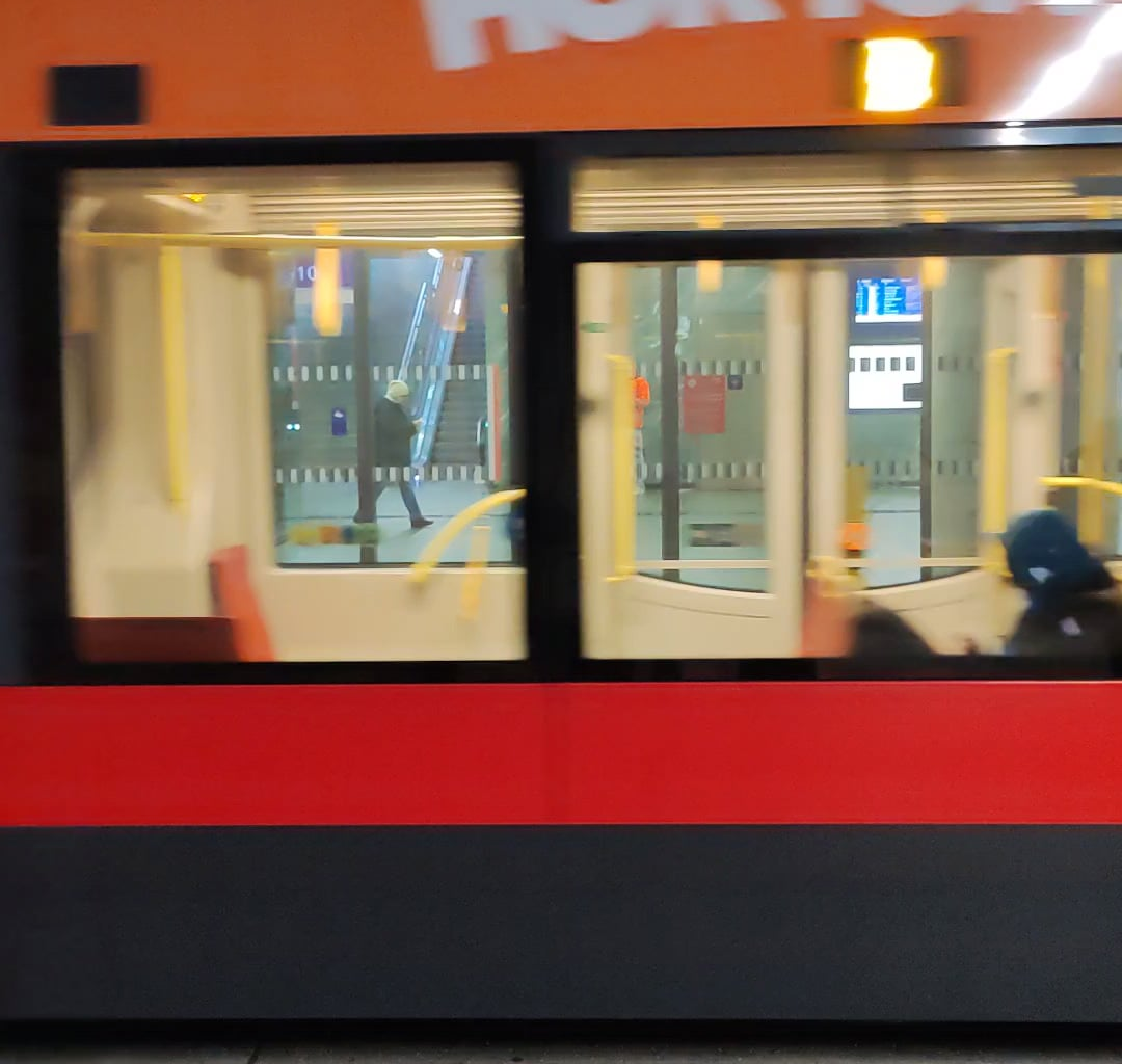 Vienna tram departing from Hauptbanhof station.