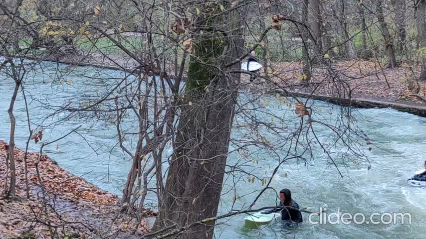 Munich, Germany . English Garden urban surfers.