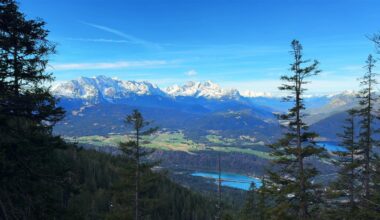 View of the Wetterstein mountains above the Isar reservoir at Krün in Bavaria during a hike towards peak Seinskopf in April this year. Now in summer, a beautiful region for hiking, walking and cycling. 🌿⛰️ All that are interested in more details can find virtual insight into the tour in my profile.