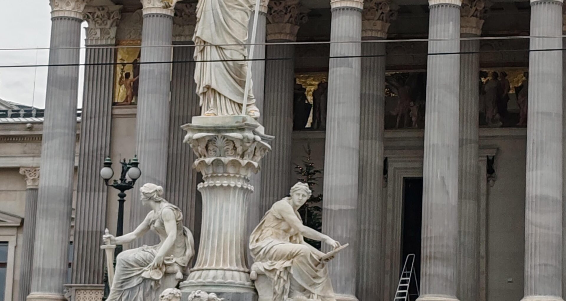 Pallas Athenea statue in front of Austrian Parliament,Vienna, Austria, ( OC ) .