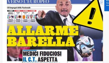 [GdS] Slight concern around the physical condition of Nicolo Barella before the start of the EUROS. The midfielder suffers from muscular “fatigue”, the doctors are optimistic but rapid progress will be needed to have Barella ready for Italy’s first group stage game vs. Albania.