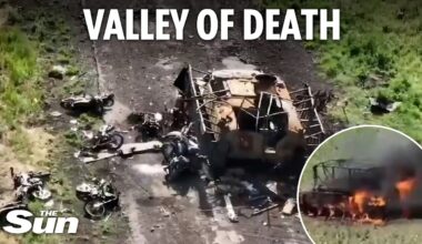 Moment Putin’s troops are obliterated on unprotected MOTORBIKES on suicide mission