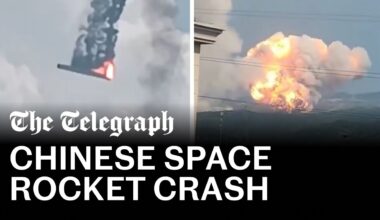 Moment Chinese rocket crashes after unexpected launch