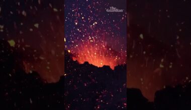 Italy's Mount Etna erupting at night