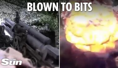 Ukraine troops blast Russian positions with massive artillery strikes in dramatic frontline footage