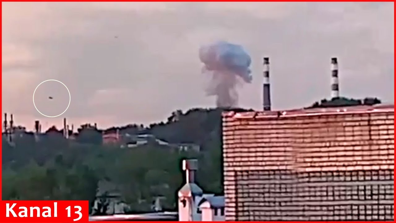 Footage of moment of Ukrainian drone strikes on gunpowder factory in Russian territory is released