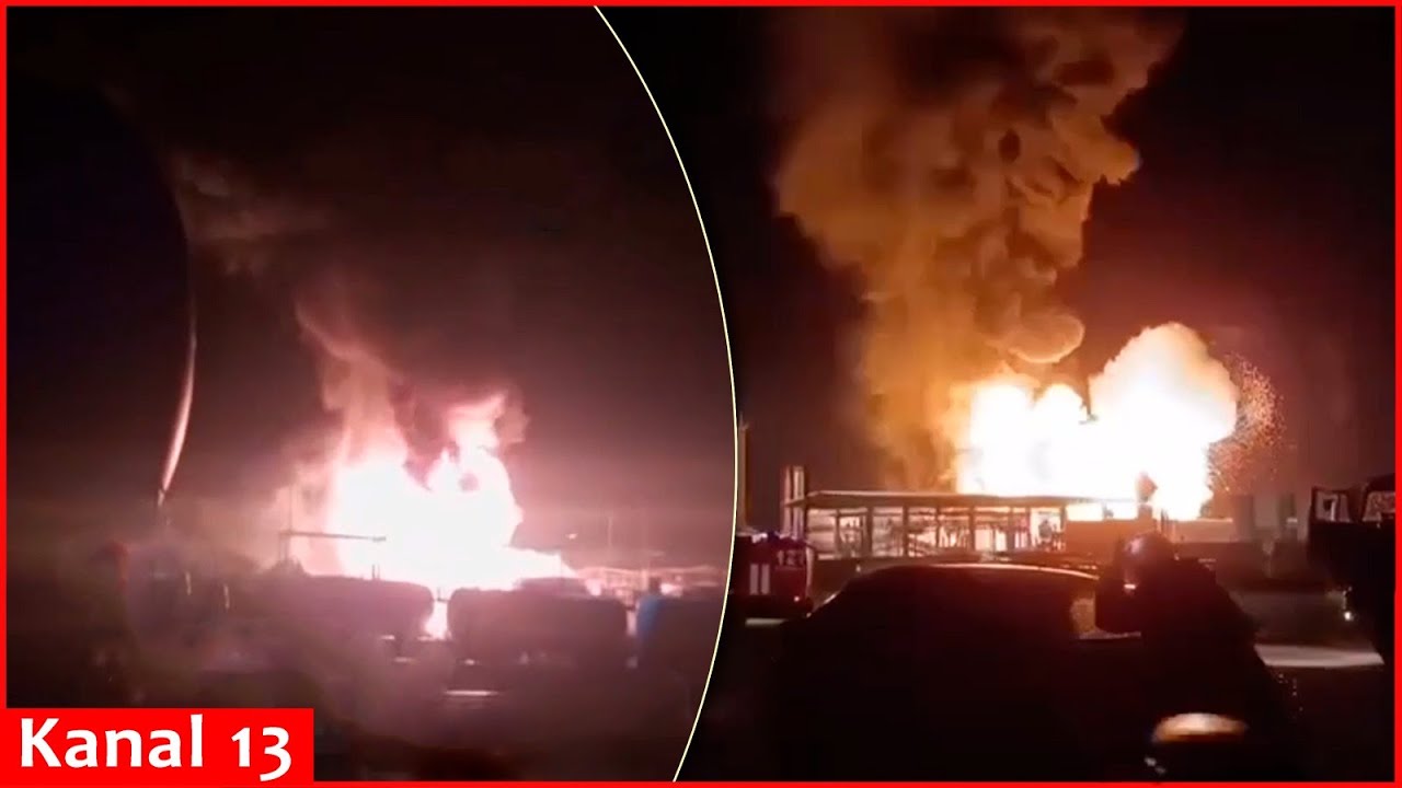 Ukraine hit two oil bases in Russia at the same time - images of intense fire