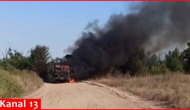 Ukrainian drone burned a KAMAZ truck carrying Russian soldiers