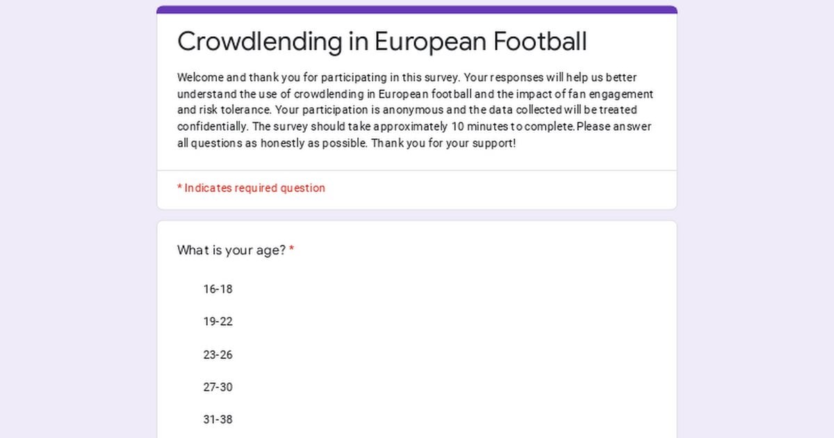 Survey for real football fans