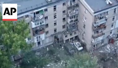 Aftermath of Russian airstrike in Mykolaiv, Ukraine. At least three dead