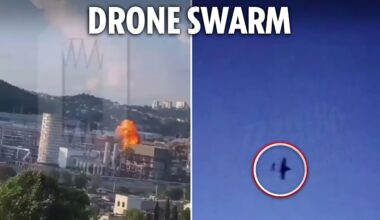 Ukrainian kamikaze drones slam into major airfield and oil refinery sparking huge blasts