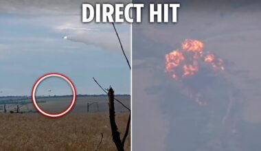 Moment Putin’s warplane shot out of sky before £8.5m jet plummets to ground in fireball explosion