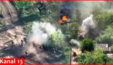 Destruction of Russian soldiers by Ukrainian kamikaze drones – Video footage