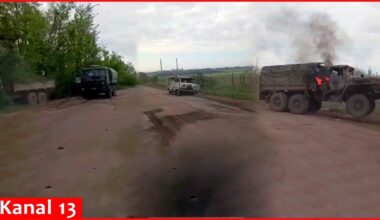 Ural and UAZ vehicles that came to help Russians were ambushed on road in Donetsk