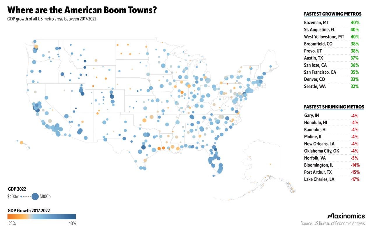 Where are the American Boom Towns [OC]