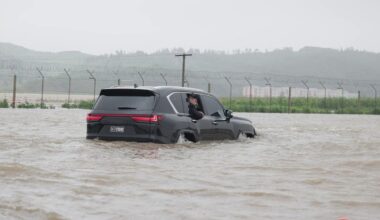 Kim Jong-un surveys massive flooding in North Korea from his Lexus SUV as 5,000 Koreans are rescued