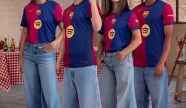 So... The official kit has only the Spotify logo, but in the Barca Store they sell the kits with the logo AND text