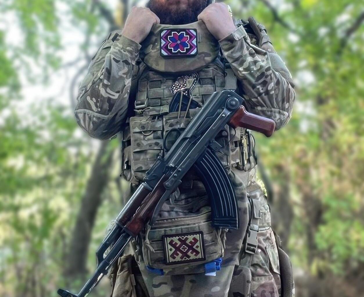 Soldier with his AKMS (7.62×39mm) assault rifle - from the (151st Separate Mechanized Brigade) of the Ukrainian Army - July 2024.