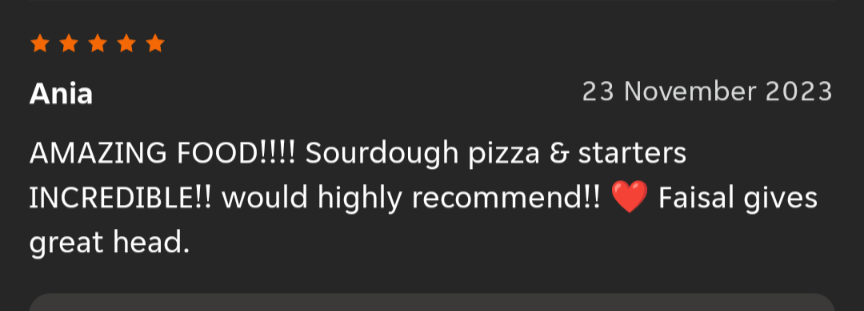 That's one way to get a 5* JustEat review I suppose