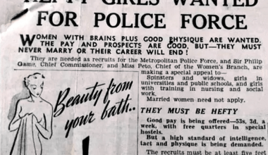 HEFTY GIRLS WANTED FOR POLICE FORCE (must be fairly good looking). London Metropolitan Police, 1930s