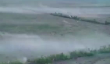 Ukrainian Bradley firing at a Russian BMP across the field. Somewhere east of Pokrovsk. Published July 2024