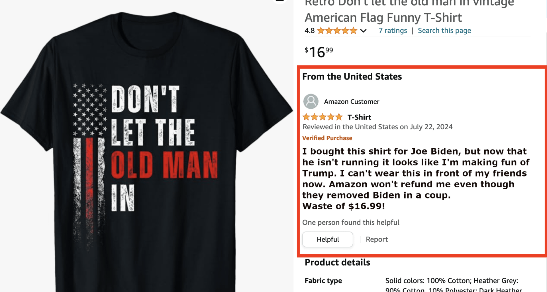 RIP everyone who bought "Don't let the old man in" t-shirts for Biden