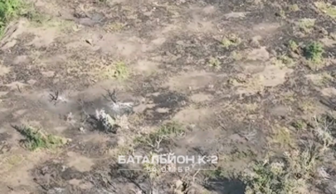 Ukrainian 54th Mechanized Brigade's "Battalion K-2" witnessed a pair of Russian soldiers walking across an open field in the direction of a Ukrainian trench position. One of the two Russians is hit with small arms fire, while the other retreats