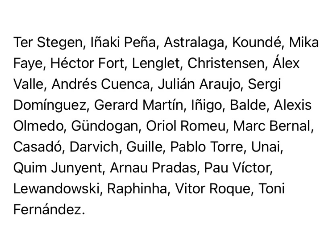 Hansi Flick's list for Barça US tour.