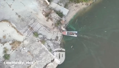 Russians trying to board a skiff are targeted by drone dropped grenades