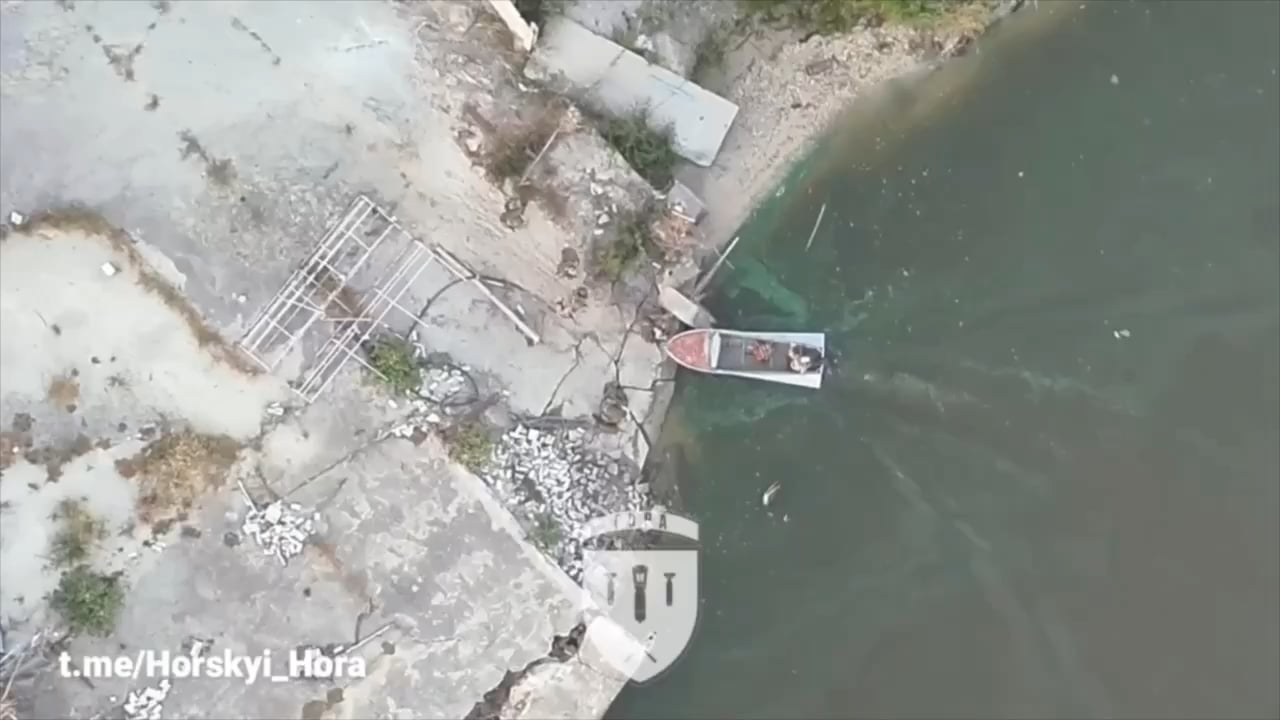 Russians trying to board a skiff are targeted by drone dropped grenades