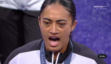 New Zealand women's rugby 7s team performs the Haka after winning their consecutive Olympic Gold medal in the event defeating Canada 19-12.