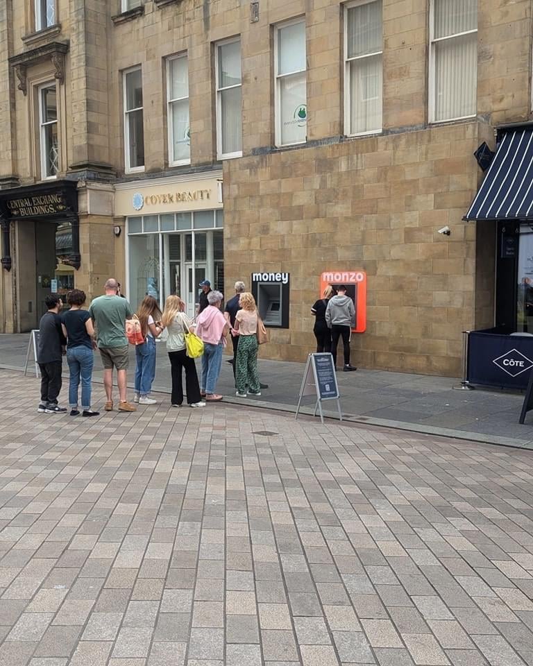 Greggs announce their partnership with Monzo by building an ATM that dispenses sausage rolls in Newcastle !