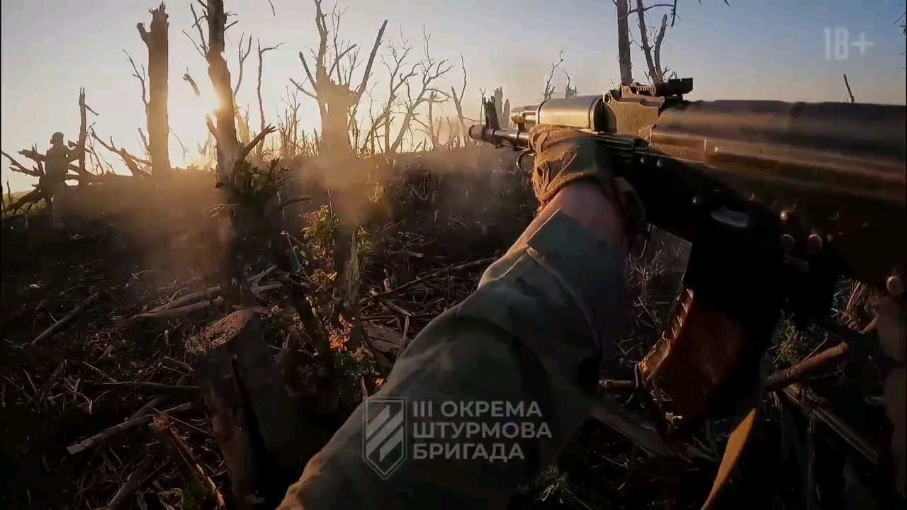 Ukrainians from the third assault brigade share verbal violence while storming russian trenches.