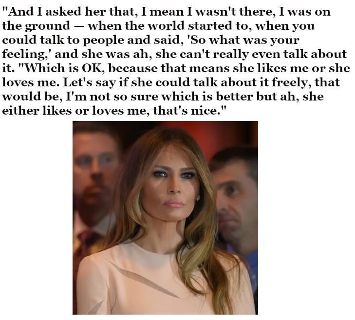 Trump said this when asked how Melania reacted to the attempted assassination: