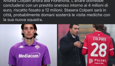 Colpani to Fiorentina on loan, €4M loan + €12M. Unclear whether it is an obligation or option to buy. Thoughts?