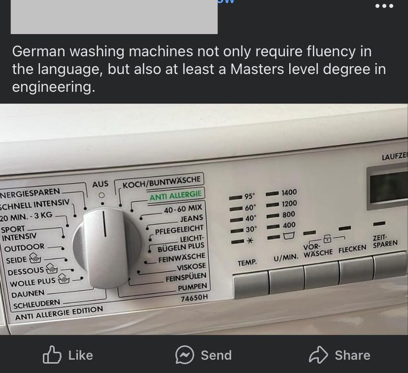 Foreigners when using German Washing Machines