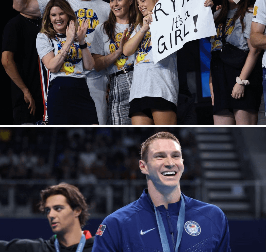 US swimmer Ryan Murphy receives gender reveal from wife as he collects Olympic medal