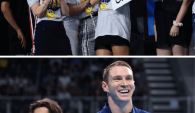 US swimmer Ryan Murphy receives gender reveal from wife as he collects Olympic medal