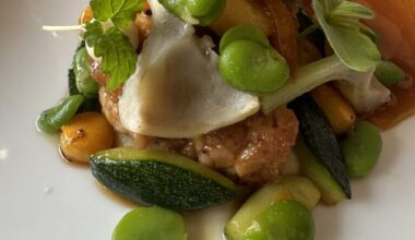 Ris de veau, artichaut, courgette, fèves