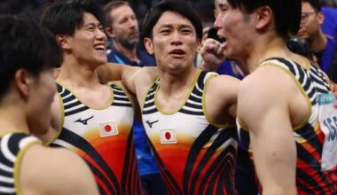 The sheer emotion of the Japanese gymnastics team after winning gold